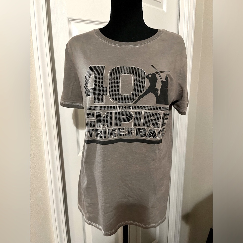 Star Wars Empire Strikes back 40th Anniversary ladies tshirt bling size L grey